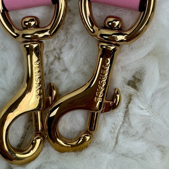 Versace Pink Nylon Leather La Greca Signature Embroidered Medusa Strap - Picture 10 of 13